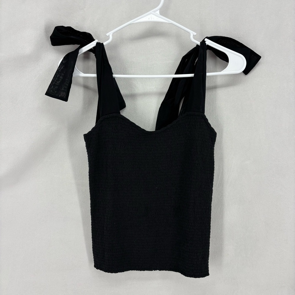 Nation LTD Women’s small black smock tank toe bow tie shoulders fitted ladies - Picture 5 of 10
